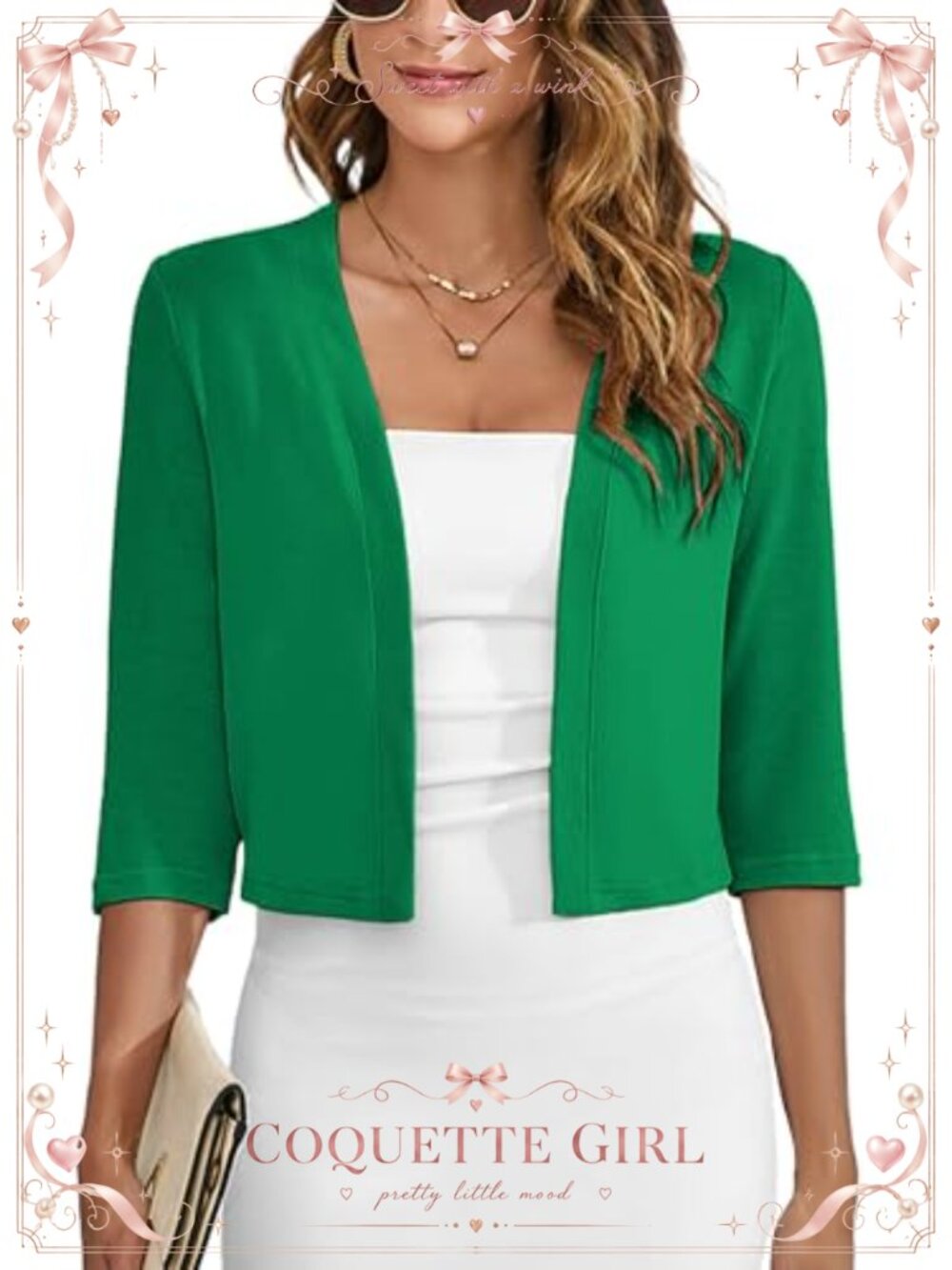 Women's Shrug Cardigan 3/4 Sleeve Open Front Lightweight Bolero Sweater